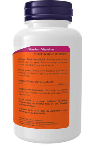 Biotine - 5000 mcg - 120 Végécapsules - Now - Now
