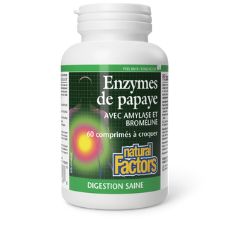 Enzyme papaye & Bromeline - 60 croq - Natural Factors - Natural Factors